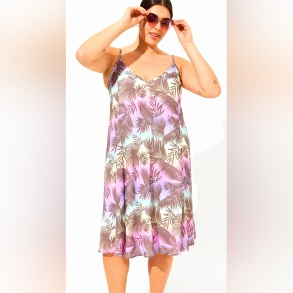 Torrid Multicolor Palm Print Midi Dress